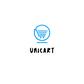 Blue shopping cart icon with 'UNICART' text on transparent background